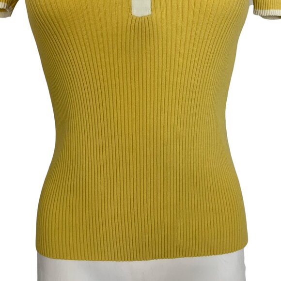 Rag And Bone Libby Short Sleeve Polo Shirt Sweater S Yellow - Picture 12 of 15